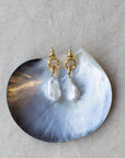 Baroque Pearl Molten Texture Hoop Earrings
