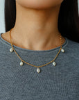 Baroque Pearl Multi-Charm Chain Necklace