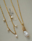 Baroque Pearl Multi-Charm Chain Necklace