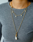 Baroque Pearl Multi-Charm Chain Necklace