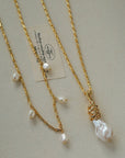 Baroque Pearl Pendant Chain Necklace