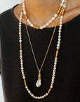 Baroque Pearl Twisted Metal Chain Necklace - Short