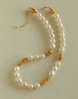 Baroque Pearl Twisted Metal Chain Necklace - Short 18k Gold Vermeil