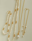 Baroque Pearl Twisted Metal Chain Necklace - Short