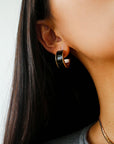 Black Enamel C-Shaped Hoop Earrings