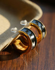 Black Enamel C-Shaped Hoop Earrings