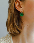 Classic Green Natural Stone Jade Hoop Earrings - floysun
