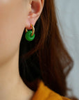 Classic Green Natural Stone Jade Hoop Earrings - floysun