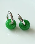 Classic Natural Stone Jade Hoop Earrings - floysun