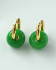 Classic Natural Stone Jade Hoop Earrings - floysun