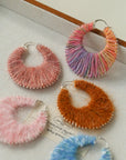 Colorful Gradient Yarn Woven Hoop Earrings