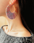 Colorful Gradient Yarn Woven Hoop Earrings