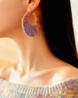 Colorful Gradient Yarn Woven Hoop Earrings