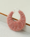 Colorful Gradient Yarn Woven Hoop Earrings Plum-color A pair