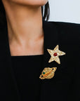 Dazzling Stars Pentagram Planet Element Brooch - floysun