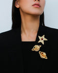 Dazzling Stars Pentagram Planet Element Brooch - floysun