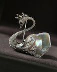 Diamond Swan Baroque Pearl Brooch - floysun