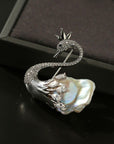 Diamond Swan Baroque Pearl Brooch - floysun