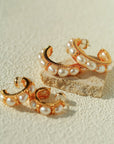 Elegant French Pearl C-Shaped Hoop Earrings