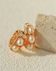 Elegant French Pearl C-Shaped Hoop Earrings