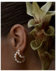 Elegant French Pearl C-Shaped Hoop Earrings