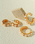 Elegant French Pearl C-Shaped Hoop Earrings