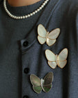 Elegant Gray Mother of Pearl Butterfly Brooch - floysun