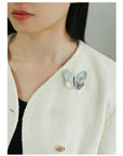 Elegant Gray Mother of Pearl Butterfly Brooch - floysun
