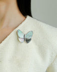 Elegant Gray Mother of Pearl Butterfly Brooch - floysun