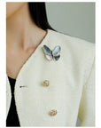 Elegant Gray Mother of Pearl Butterfly Brooch - floysun