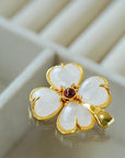 Elegant Natural Stone Clover Brooch - floysun