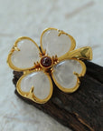 Elegant Natural Stone Clover Brooch - floysun