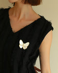 Elegant White Mother of Pearl Butterfly Brooch - floysun