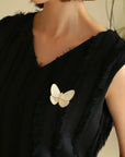Elegant White Mother of Pearl Butterfly Brooch - floysun