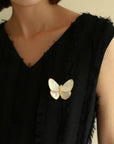 Elegant White Mother of Pearl Butterfly Brooch - floysun