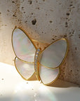 Elegant White Mother of Pearl Butterfly Brooch - floysun