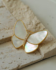Elegant White Mother of Pearl Butterfly Brooch - floysun