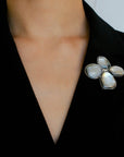 Exquisite Natural Black Mother - of - Pearl Lilac Flower Brooch - floysun