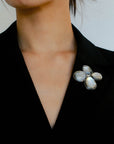 Exquisite Natural Black Mother - of - Pearl Lilac Flower Brooch - floysun