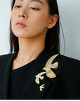 Flying Dove of Peace Brooch Handcrafted Vintage Texture - floysun