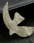 Flying Dove of Peace Brooch Handcrafted Vintage Texture - floysun