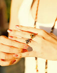 “Fortune Circle” Shell Hibiscus & Clover Ring