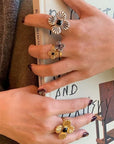 “Fortune Circle” Shell Hibiscus & Clover Ring