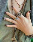 “Fortune Circle” Shell Hibiscus & Clover Ring