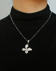 French Luxe Brushed Metal Butterfly Necklace