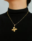 French Luxe Brushed Metal Butterfly Necklace