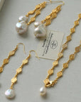 French Vintage Pearl Necklace Gold Plated Openwork Diamond Chain