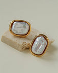 Geometric Baroque Pearl Square Earrings