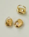 Geometric Baroque Pearl Square Earrings