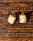 Geometric Baroque Pearl Square Earrings